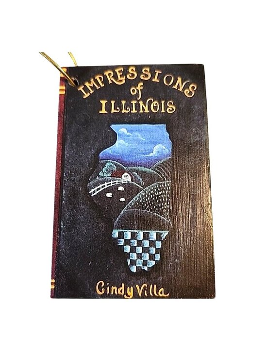 Impressions of Illinois Book Christmas Ornament in Library of Congress Painted